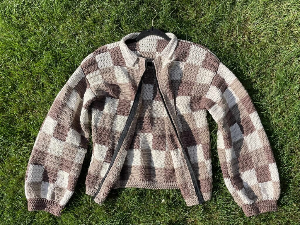 cardigan front unzipped